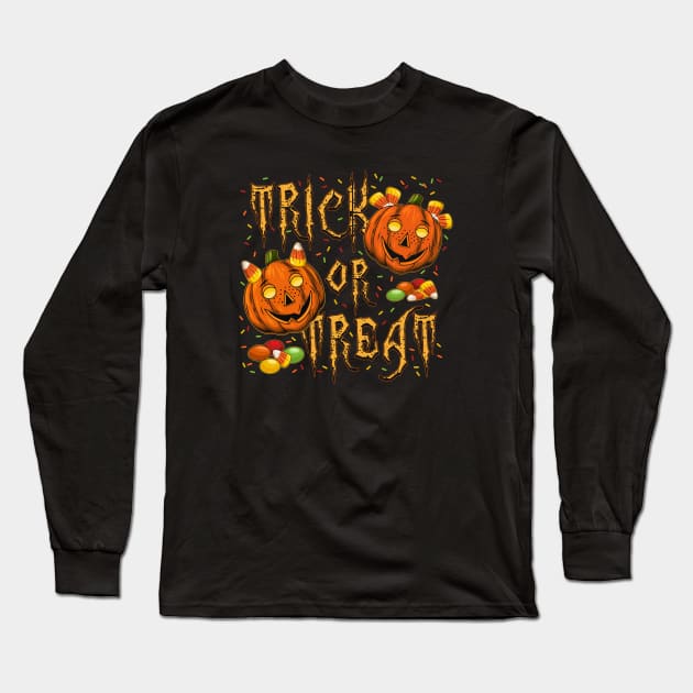 Halloween pumkin heads like happy kids! Long Sleeve T-Shirt by OA_Creation